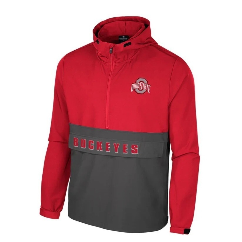Ohio State OSU Buckeyes Jacket Men XL Colosseum 1/2 Zip Hooded Pullover College